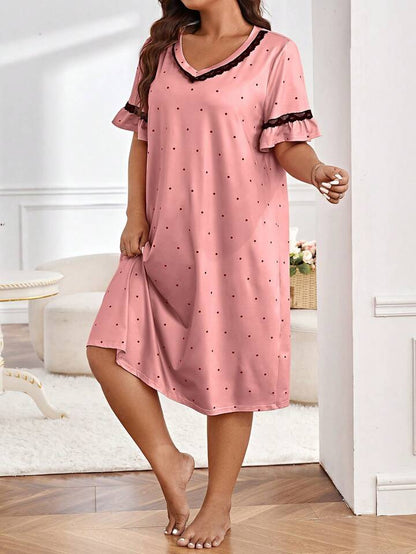 Pink Dot Bordered Nighty for Cute Girl