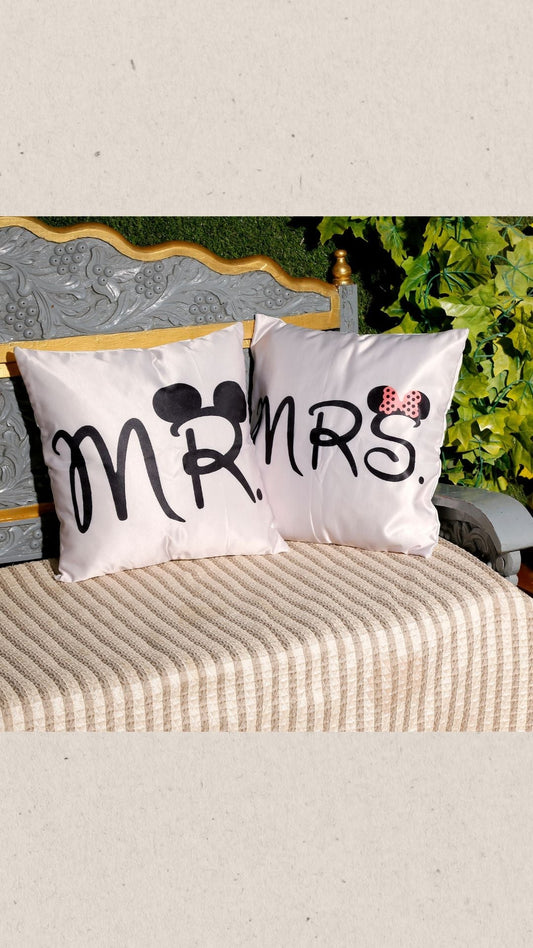 Beautiful Mr&Mrs Couple Cushion Cover, Set Of 2