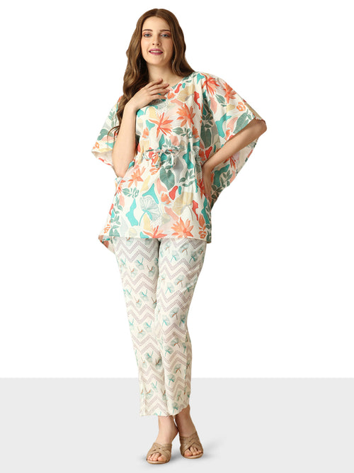 Crimson Charm Cotton Kaftan Set