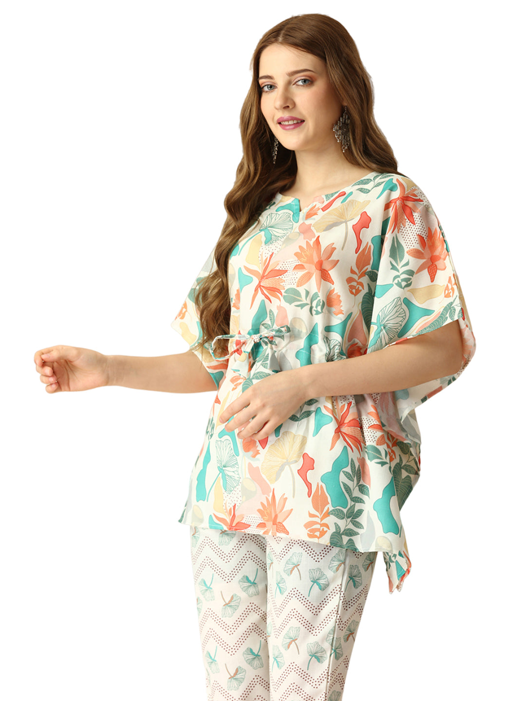 Crimson Charm Cotton Kaftan Set