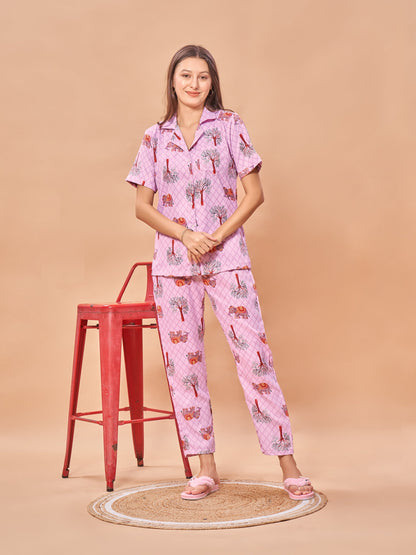 COMBO (3 Piece) Elephant traditional touch Printed Pyjama Set| Womens pjs (Short & Full Bottom)