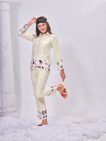 Pearl Touch Premium Luxury Printed Pyjama Set| Womens pjs