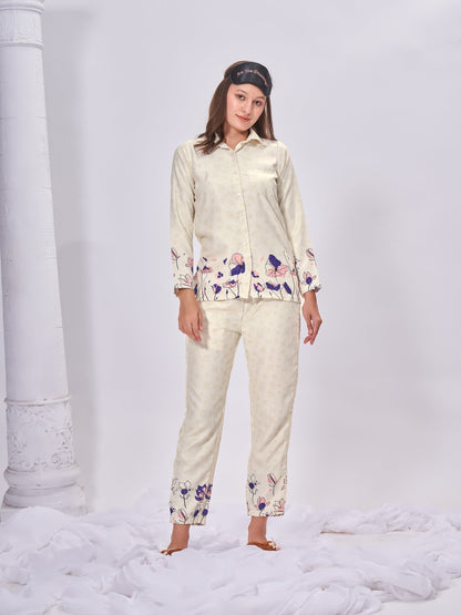 Pearl Touch Premium Luxury Printed Pyjama Set| Womens pjs