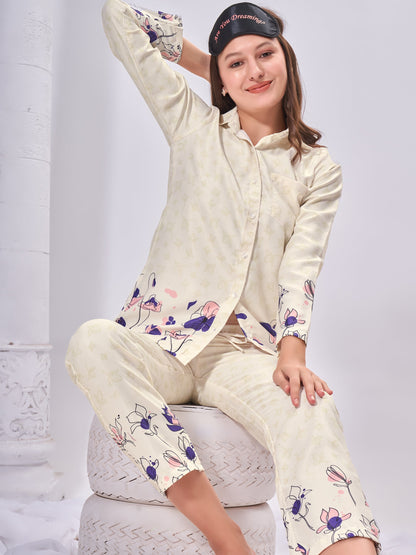 Pearl Touch Premium Luxury Printed Pyjama Set| Womens pjs