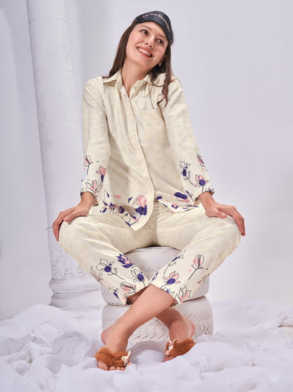 Pearl Touch Premium Luxury Printed Pyjama Set| Womens pjs