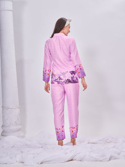 Elegant Natures Touch Premium Luxury Printed Pyjama Set| Womens pjs