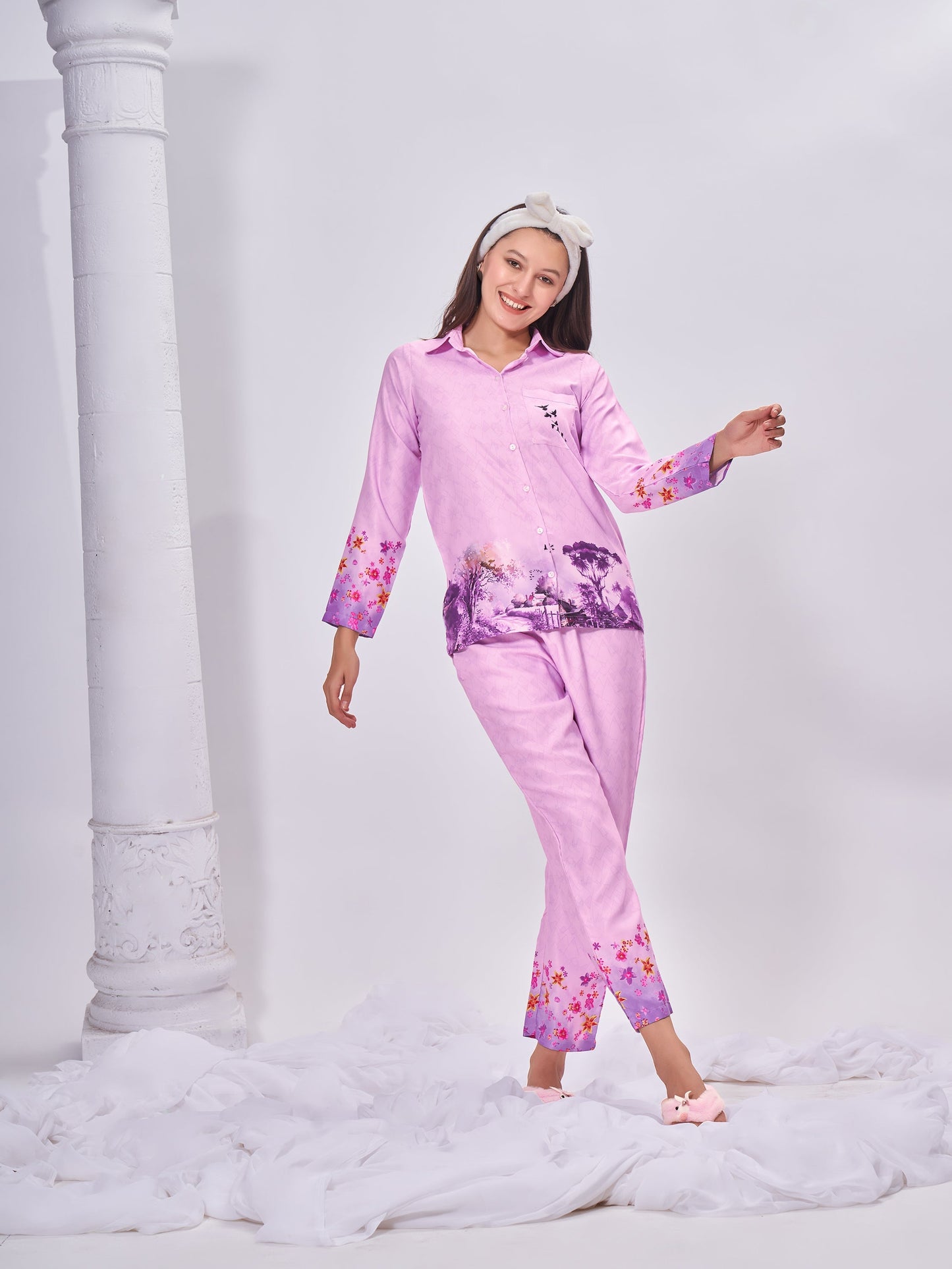 Elegant Natures Touch Premium Luxury Printed Pyjama Set| Womens pjs