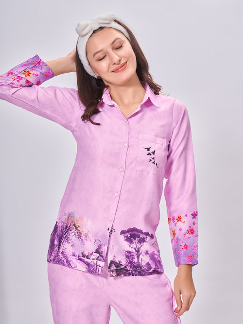 Elegant Natures Touch Premium Luxury Printed Pyjama Set| Womens pjs