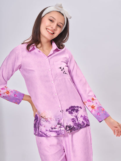 Elegant Natures Touch Premium Luxury Printed Pyjama Set| Womens pjs