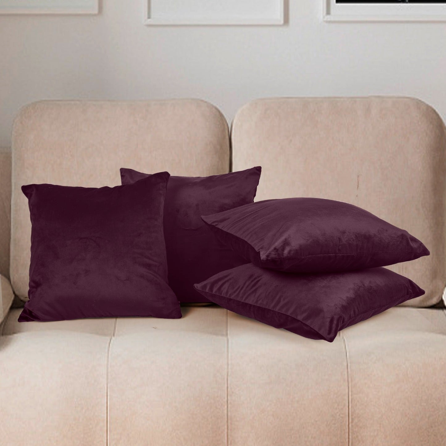 Ultra Premium Velvet Cushion Covers Set Of 4 Pieces, 18x18 inches (45x45 cm)