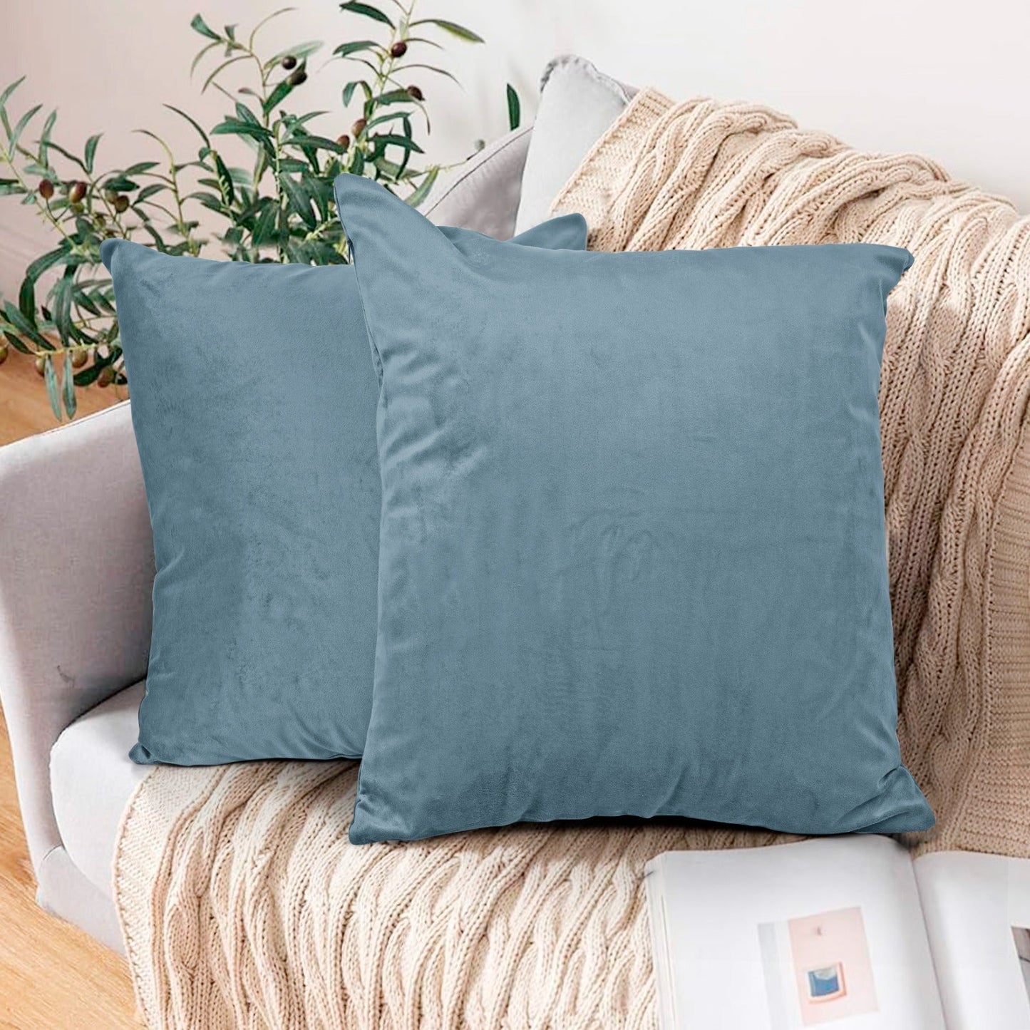 Ultra Premium Velvet Cushion Covers Set Of 2 Pieces, 18x18 inches (45x45 cm)