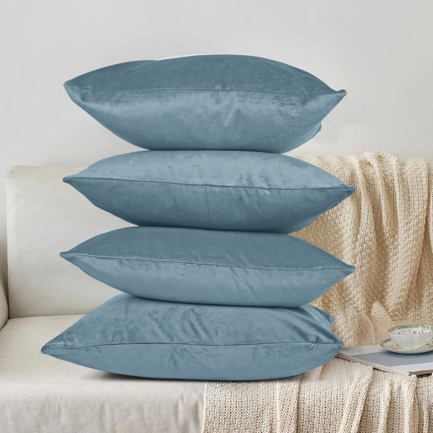 Ultra Premium Velvet Cushion Covers Set Of 4 Pieces, 18x18 inches (45x45 cm)