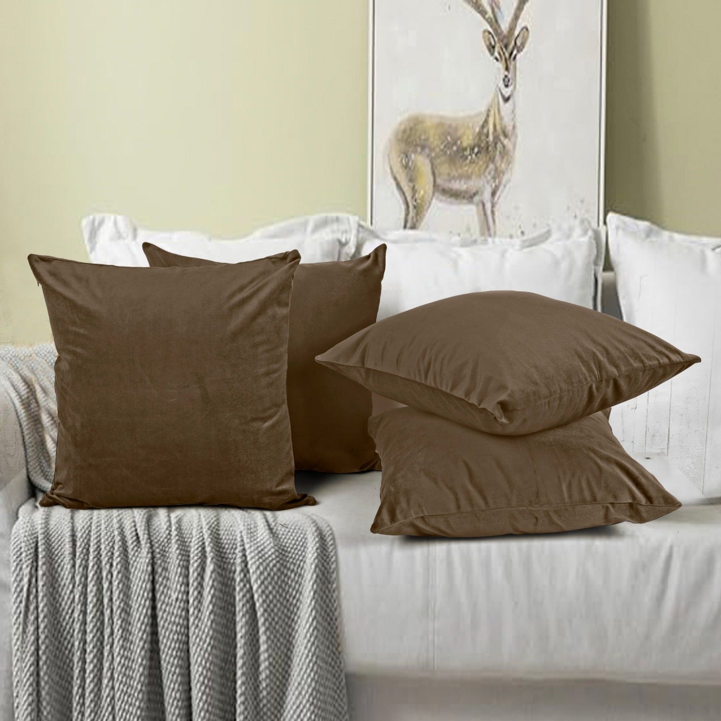 Ultra Premium Velvet Cushion Covers Set Of 4 Pieces, 18x18 inches (45x45 cm)